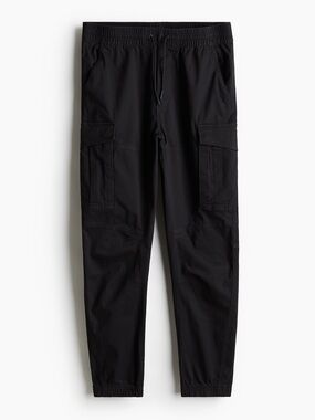 H&M Black Cargo Pants with Elastic Waist